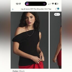 rag & bone Black Off-The-Shoulder Knit Top